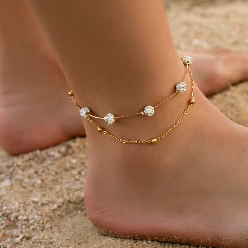 Modyle Bohemia 2pcs/set Anklets for Women Foot Accessories 2019 Summer Beach Barefoot Sandals Bracelet ankle on the leg Female