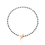 Fashion Luxury Black Crystal Glass Bead Chain Choker Necklace for Women Flower Lariat Lock Collar Necklace Jewelry Party Charm