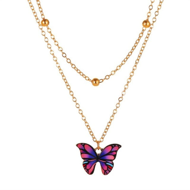 Vintage Multilayer Pendant Butterfly Necklace for Women Butterflies Moon Star Charm Choker Necklaces Boho Fashion  Jewelry Gift