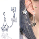 2021 Fashion Butterfly Clip Earrings Ear hook Stainless Steel Ear Clips Double pierced Earring Earrings Women Girls Jewelry